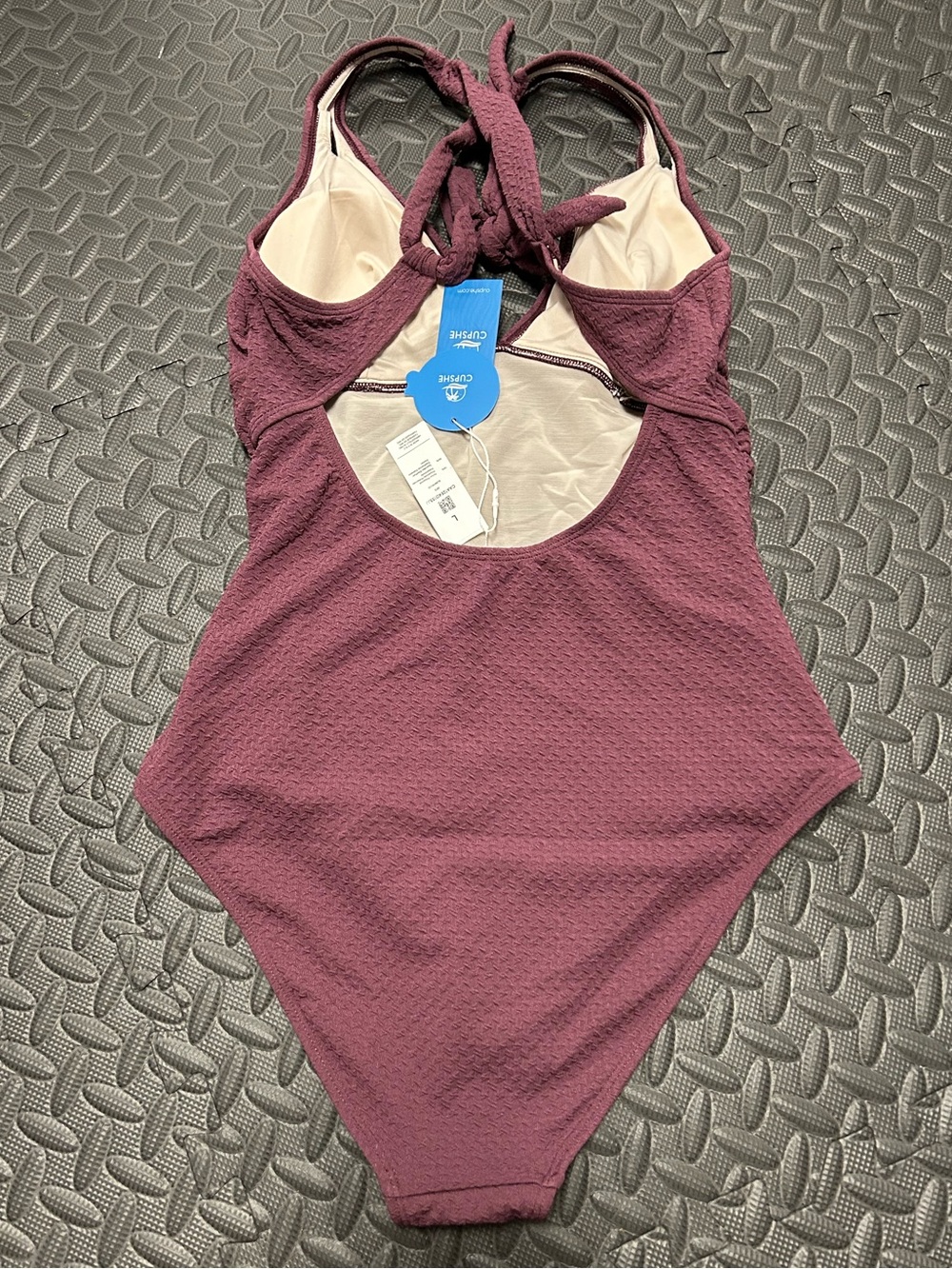NWT Plum Texture Plunging Tummy Control One-Piece -Large - Picture 7 of 8